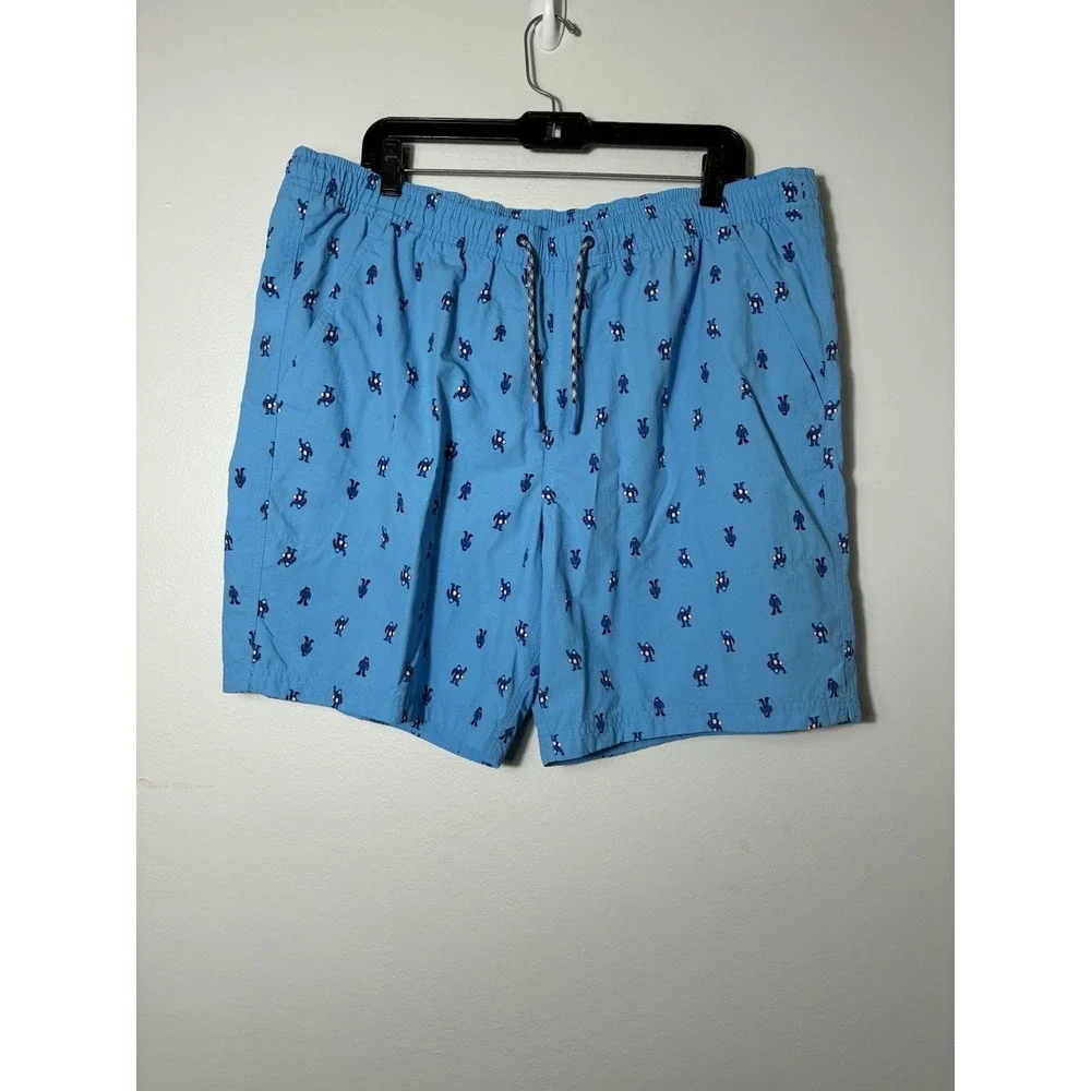 Eddie Bauer All Over Print Swim Shorts‎ Men's XL Blue Pockets Mesh Lined Beach